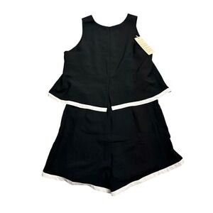 Dokotoo Womens Black Tiered Sleeveless Romper White Contrast Trim New NWT